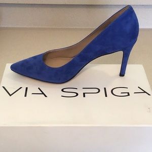 NIB Via Spiga Cobalt Suede Heels Size 7
